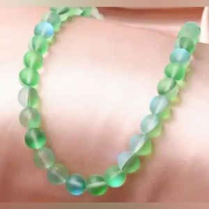 Simulated Green Glass Gemstone Mystic Topaz Beaded Necklace